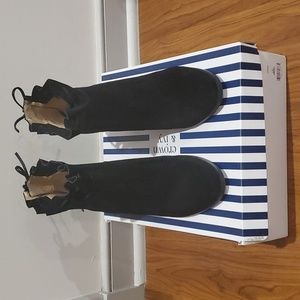 High heel black suede booties